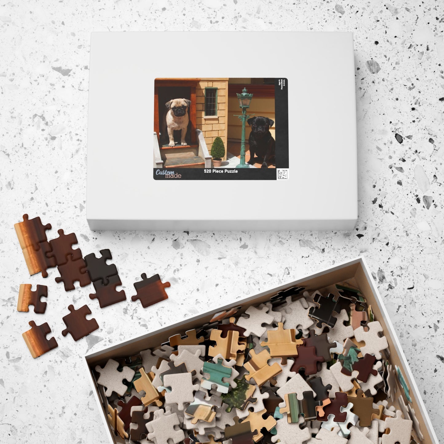 Pug Pair Photo Puzzle — 252/520/1014-Piece Jigsaw