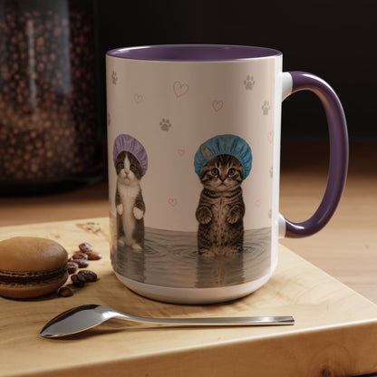 Cute Kittens in Shower Caps Accent Coffee Mug – 11/15oz