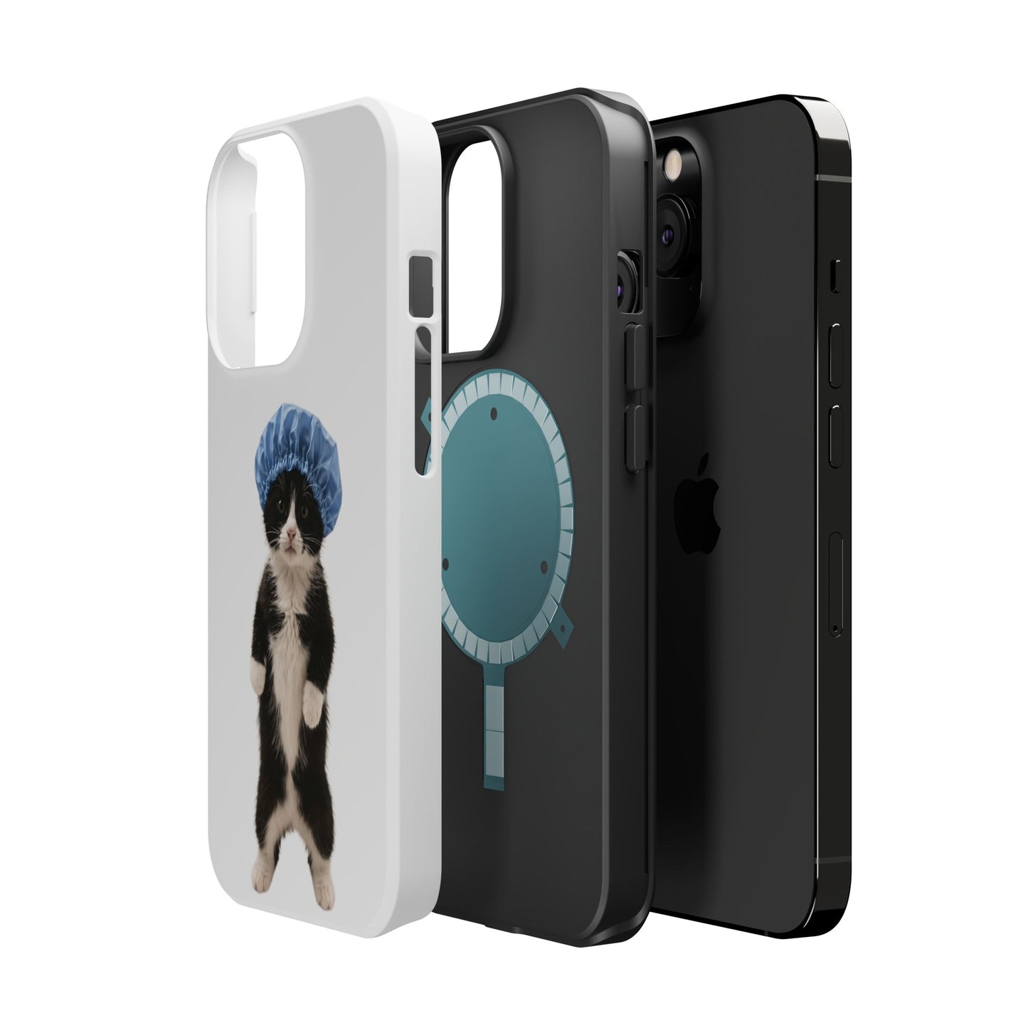 Cute Cat in Shower Cap Magnetic Impact-Resistant Phone Case