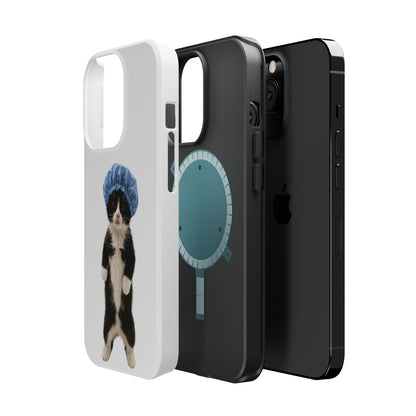 Cute Cat in Shower Cap Magnetic Impact-Resistant Phone Case