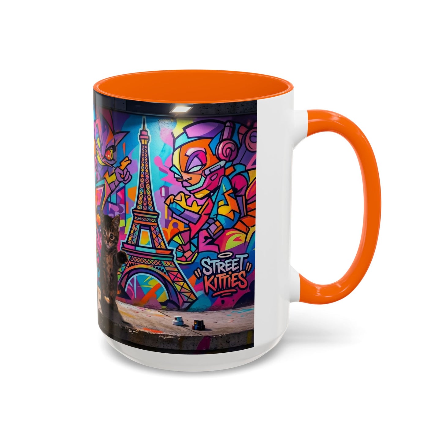 Street Kitties Graffiti Coffee Mug — Colorful Cat Art Accent Mug (11/15oz)