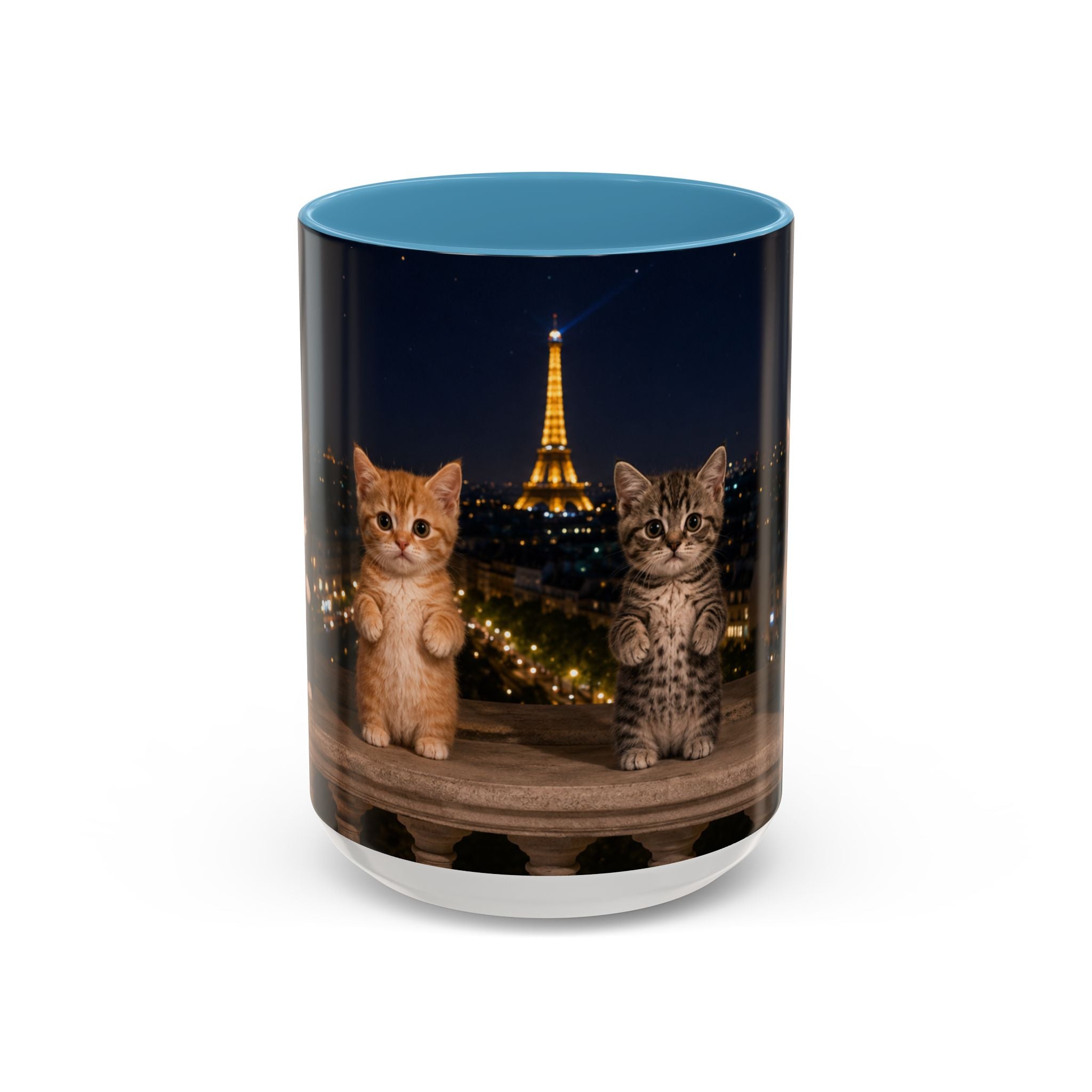 Paris Kittens Coffee Mug — Cute Cat Nightscape Accent Mug (11/15 oz)