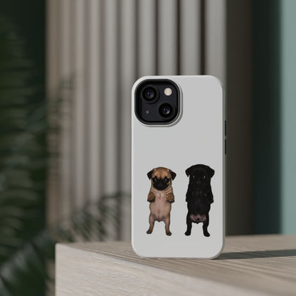 Cute Standing Pug Duo Magnetic Impact-Resistant Phone Case