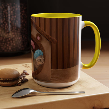 Cute Kittens in Shower Caps Accent Coffee Mug — Pink Interior 11/15oz