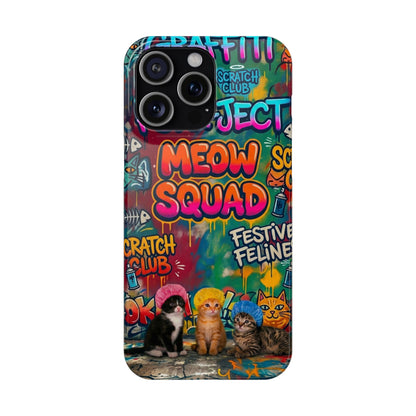 Meow Squad Graffiti Phone Case — Colorful Cat Crew Slim Case