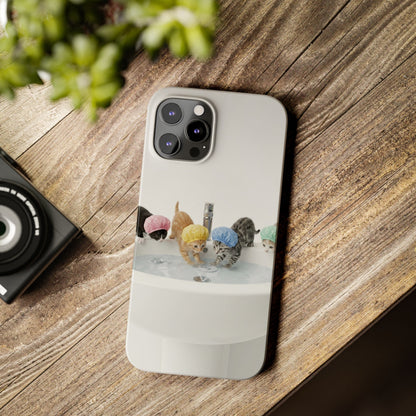 Slim Phone Case — Cute Kittens in Bathtub Design