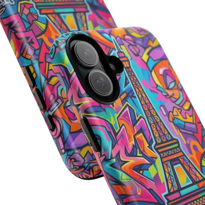 Cat Graffiti Eiffel Phone Case — Colorful Urban Parisian iPhone Cover