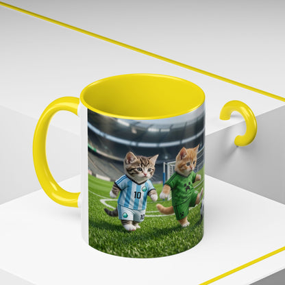 Soccer Kittens Accent Coffee Mug — Cute Cat Soccer Players 11/15oz