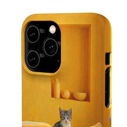 Cat Cozy Phone Case – Cute Kittens in Yellow Living Room Snap Case