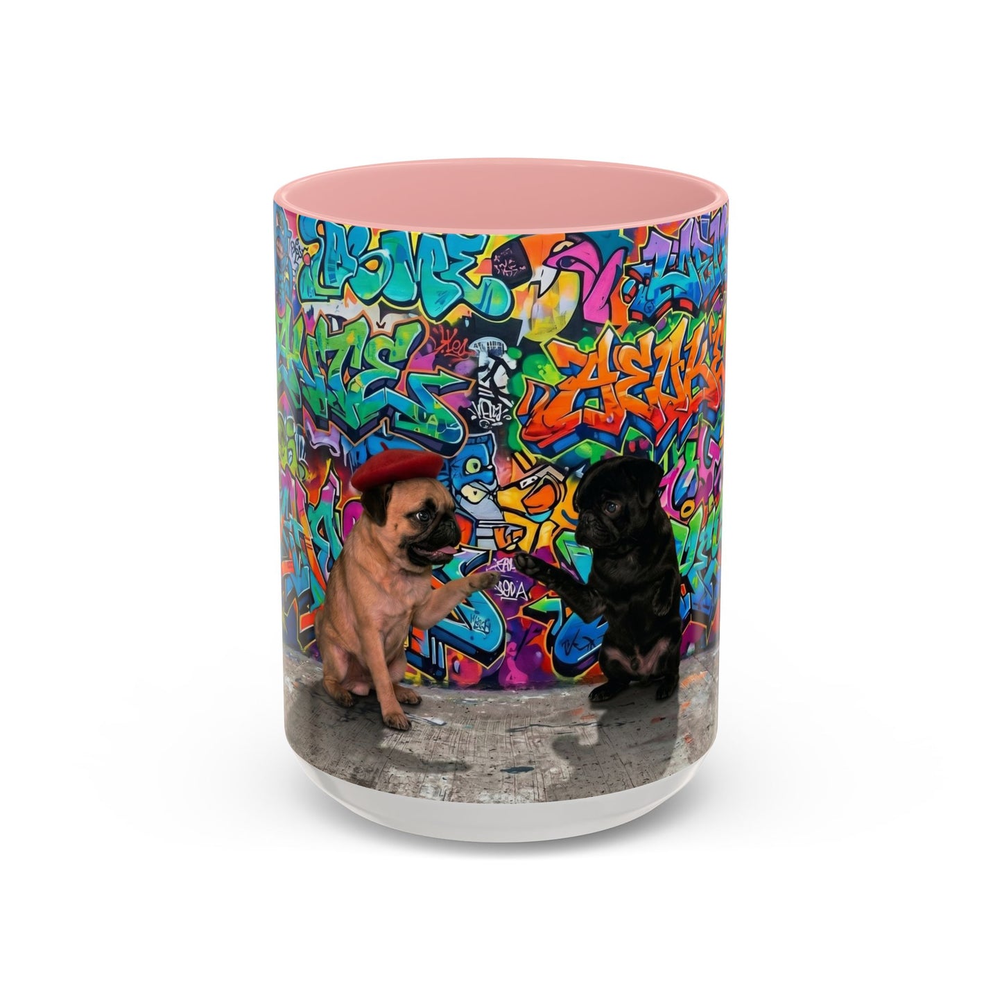 Graffiti Pug Coffee Mug — Colorful Street Art Accent Mug (11/15oz)