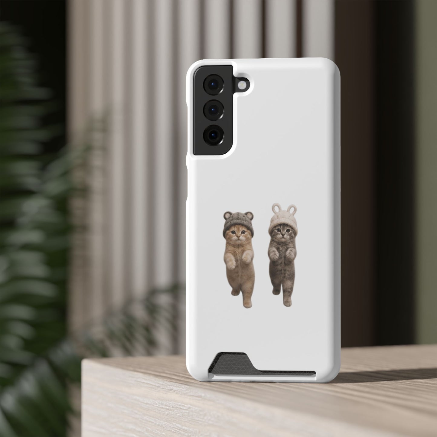 Kawaii Cats with Bear & Bunny  Cute Cat Duo Phone Card Case