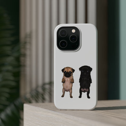 Cute Standing Pug Duo Magnetic Impact-Resistant Phone Case