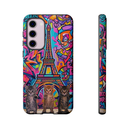 Cat Graffiti Eiffel Phone Case — Colorful Urban Parisian iPhone Cover