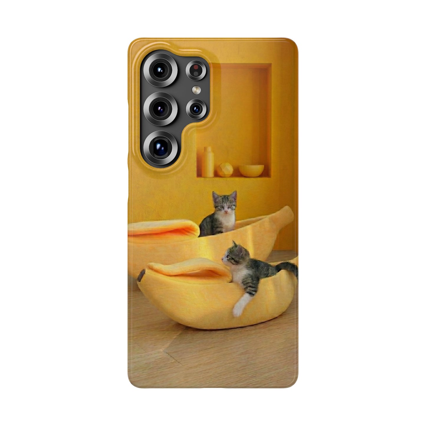 Cat Cozy Phone Case – Cute Kittens in Yellow Living Room Snap Case