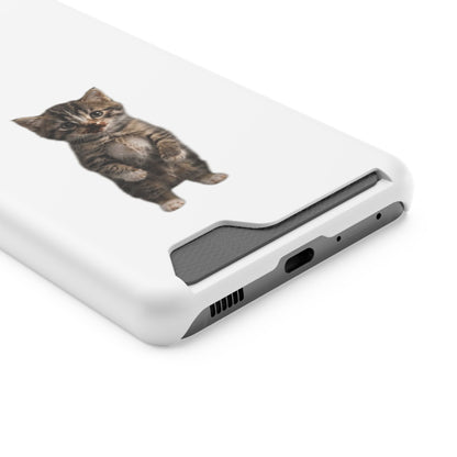Cute Standing Kitten Phone Case with Card Holder