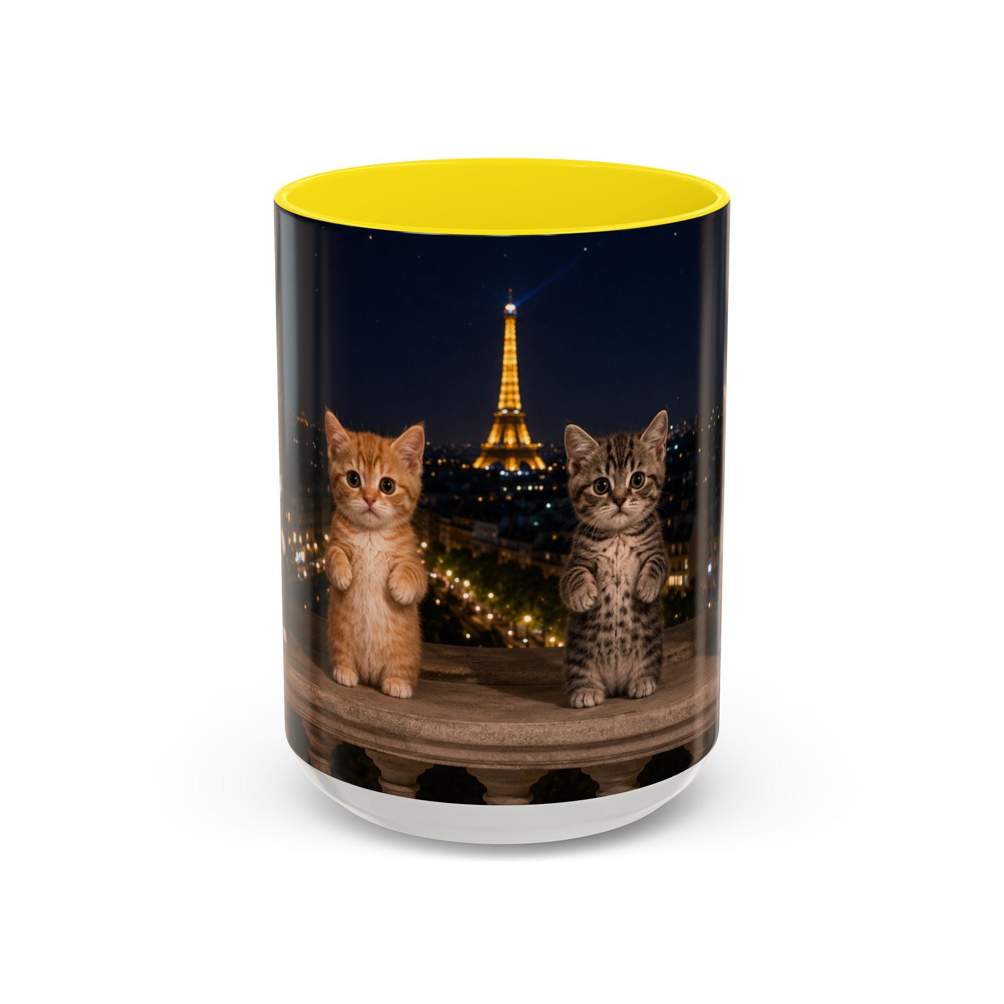 Paris Kittens Coffee Mug — Cute Cat Nightscape Accent Mug (11/15 oz)