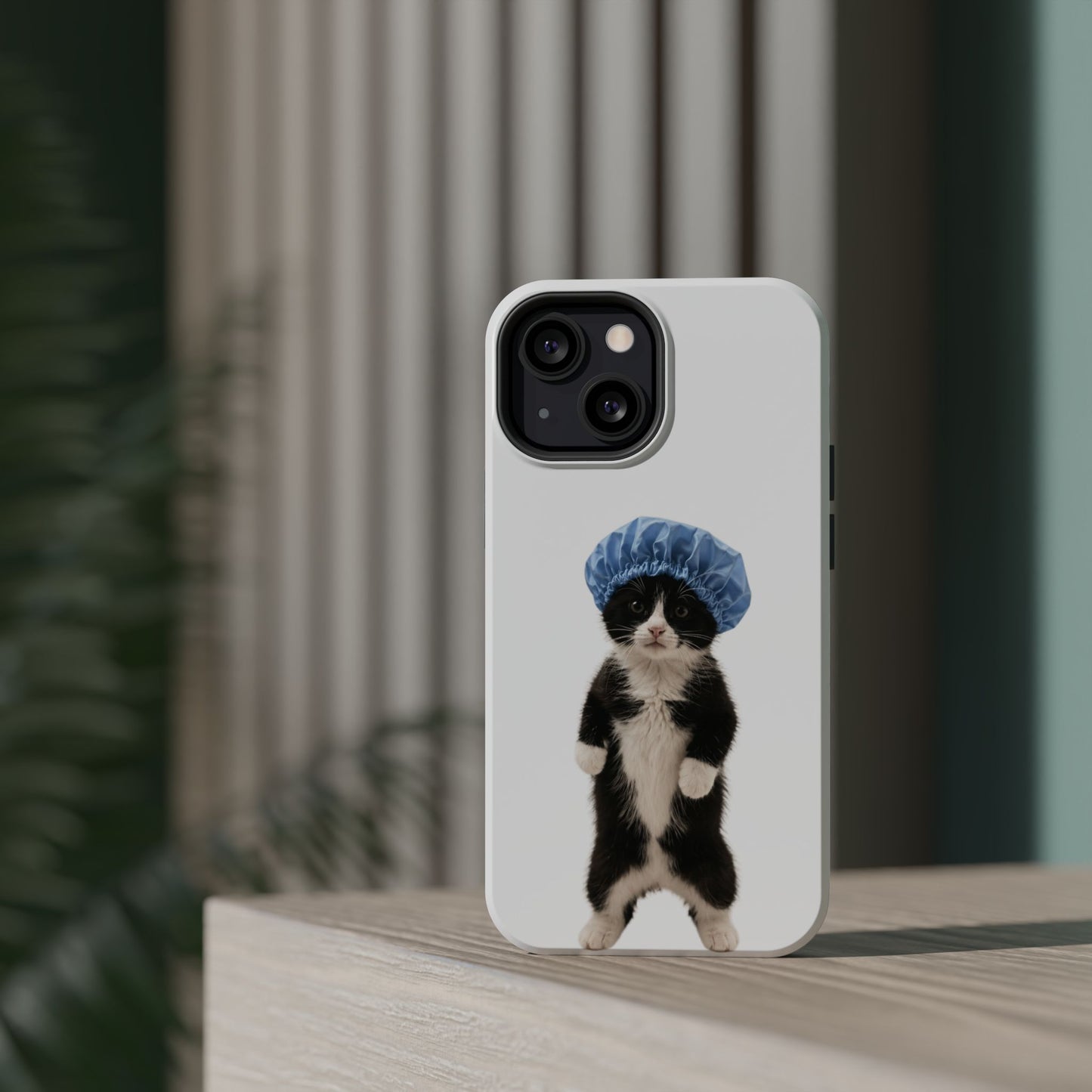 Cute Cat in Shower Cap Magnetic Impact-Resistant Phone Case