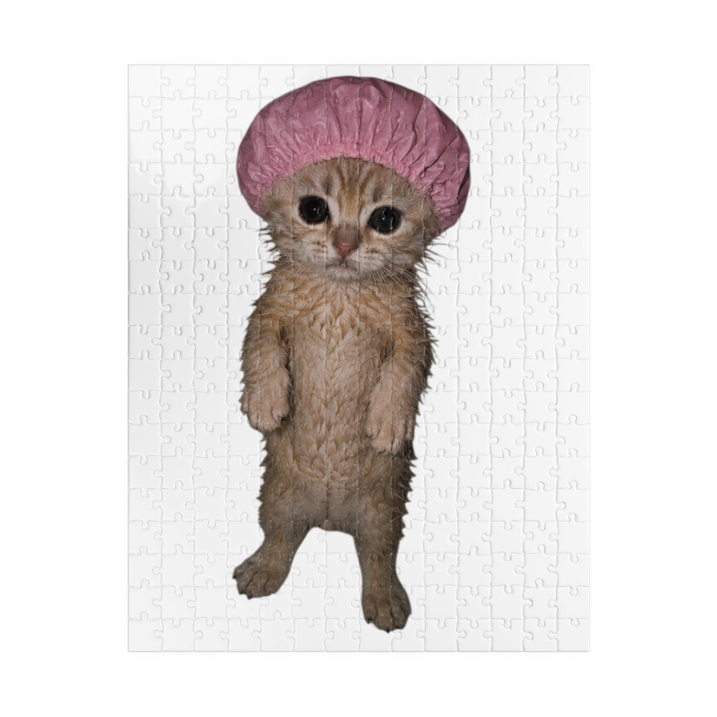 Cute Kitten in Pink Shower Cap Puzzle