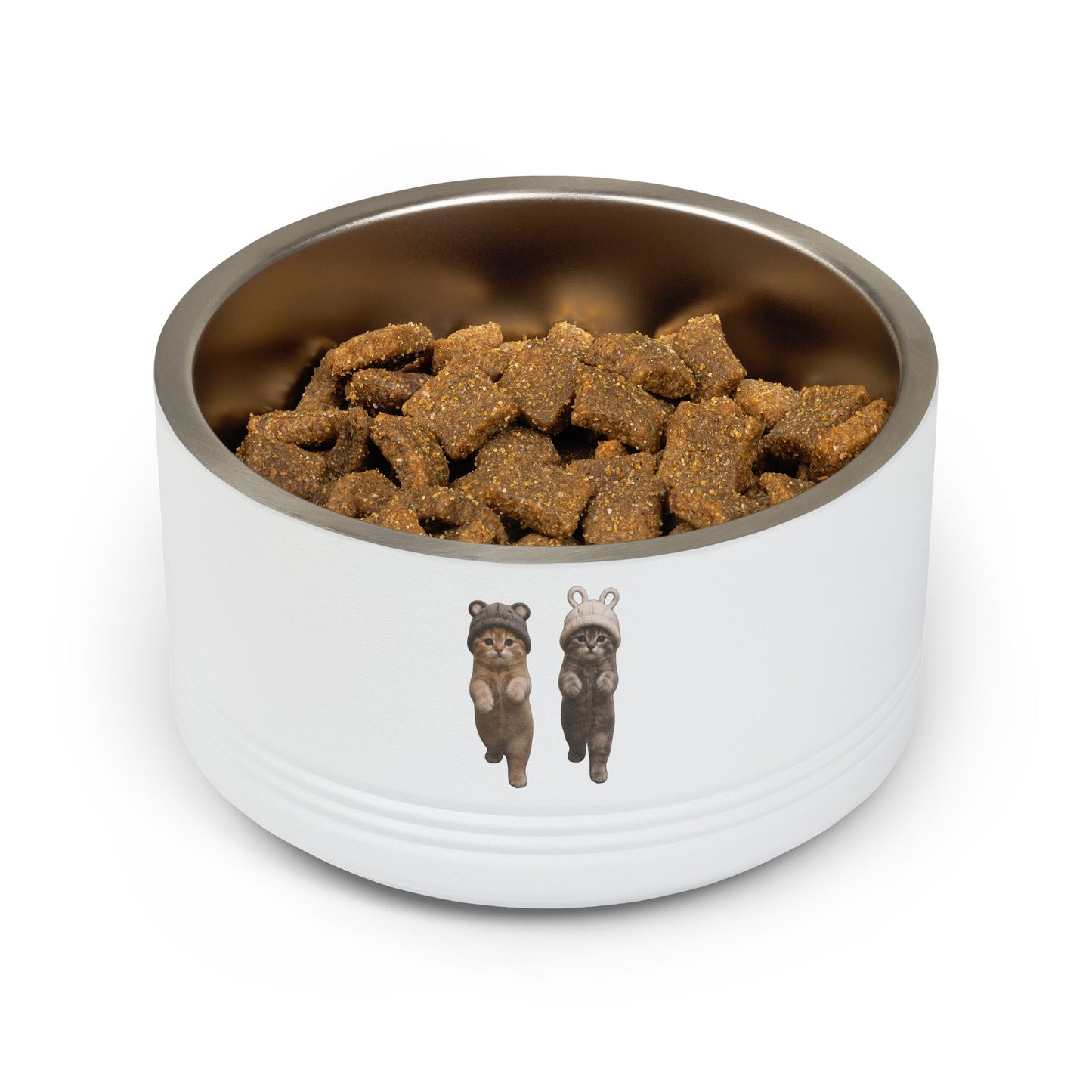Cute Kittens in Hats Stainless Steel  Pet Bowl  18oz