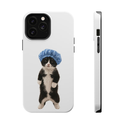 Cute Cat in Shower Cap Magnetic Impact-Resistant Phone Case