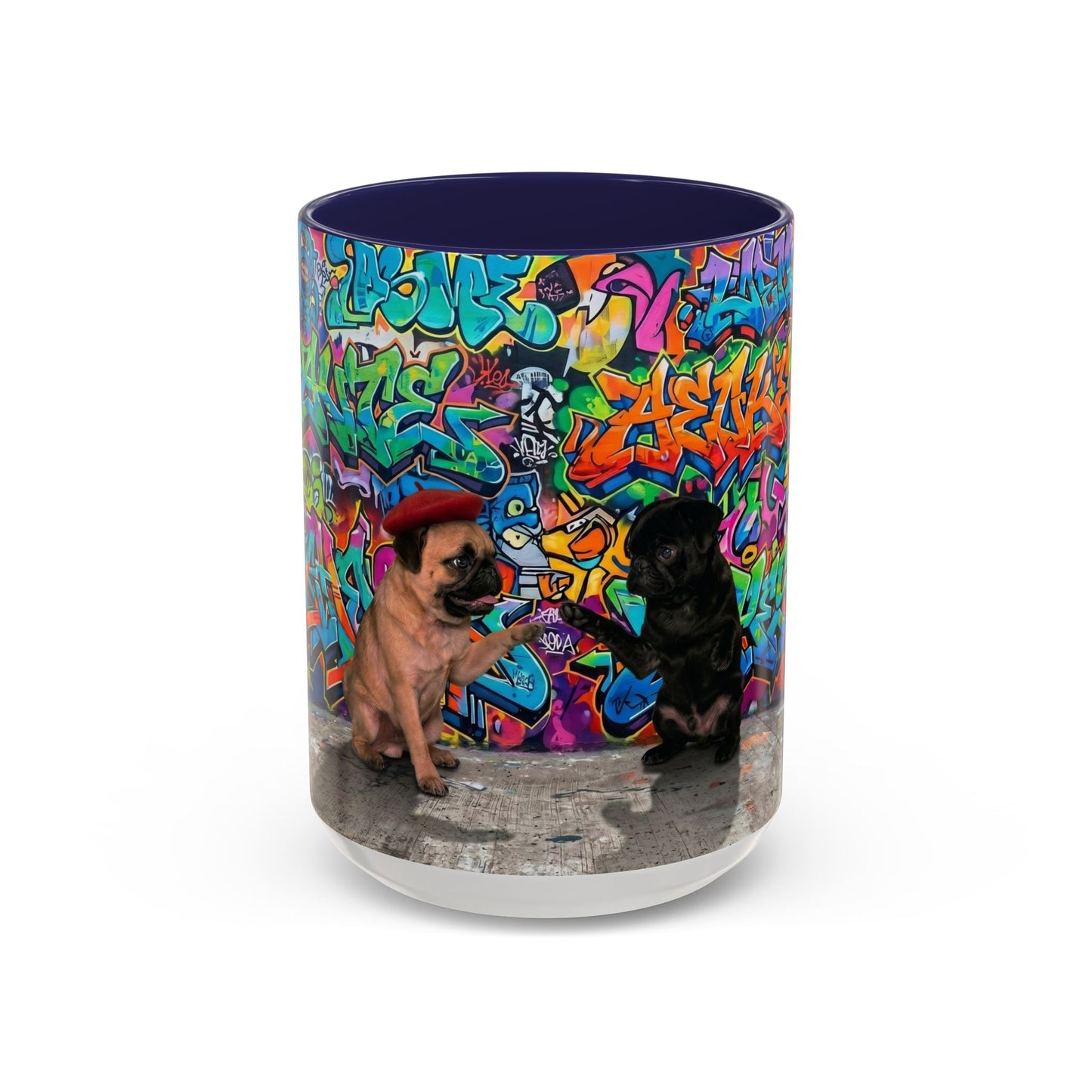 Graffiti Pug Coffee Mug — Colorful Street Art Accent Mug (11/15oz)