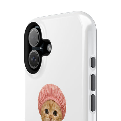 Cute Kitten in Shower Cap Magnetic Impact-Resistant Phone Case