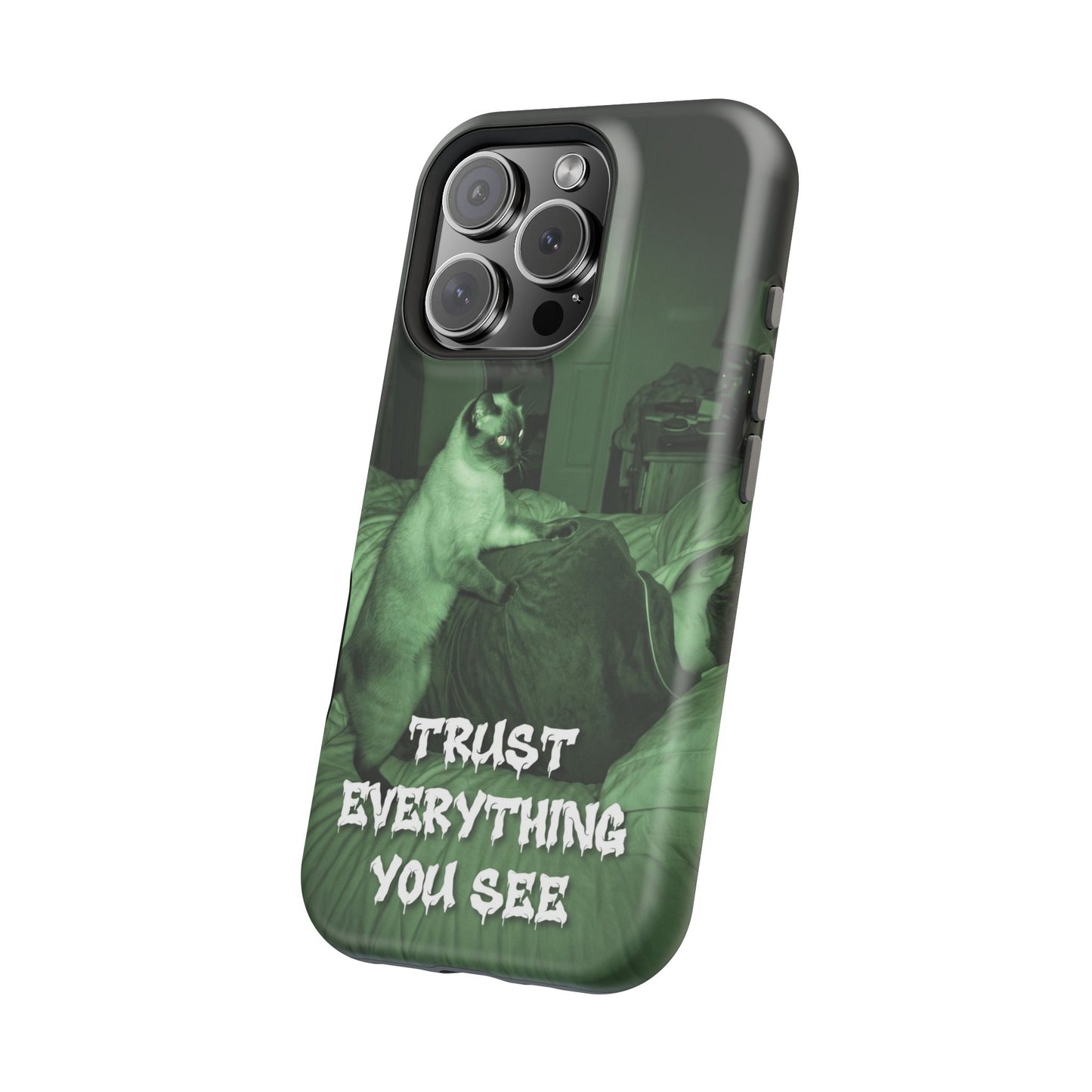 Phone Case 'Trust Everything You See' Green Dog Photo Magnetic Impact-Resistant Case