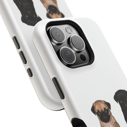 Cute Standing Pug Duo Magnetic Impact-Resistant Phone Case