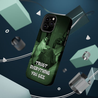 Phone Case 'Trust Everything You See' Green Dog Photo Magnetic Impact-Resistant Case