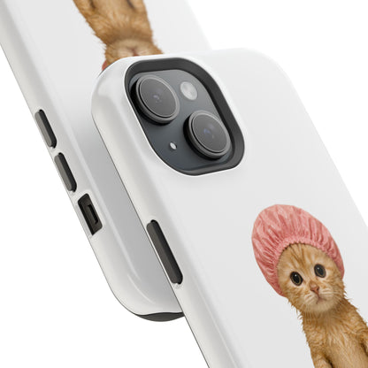 Cute Kitten in Shower Cap Magnetic Impact-Resistant Phone Case