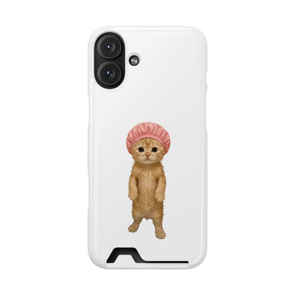 Cute Cat Shower Cap Phone Card Case