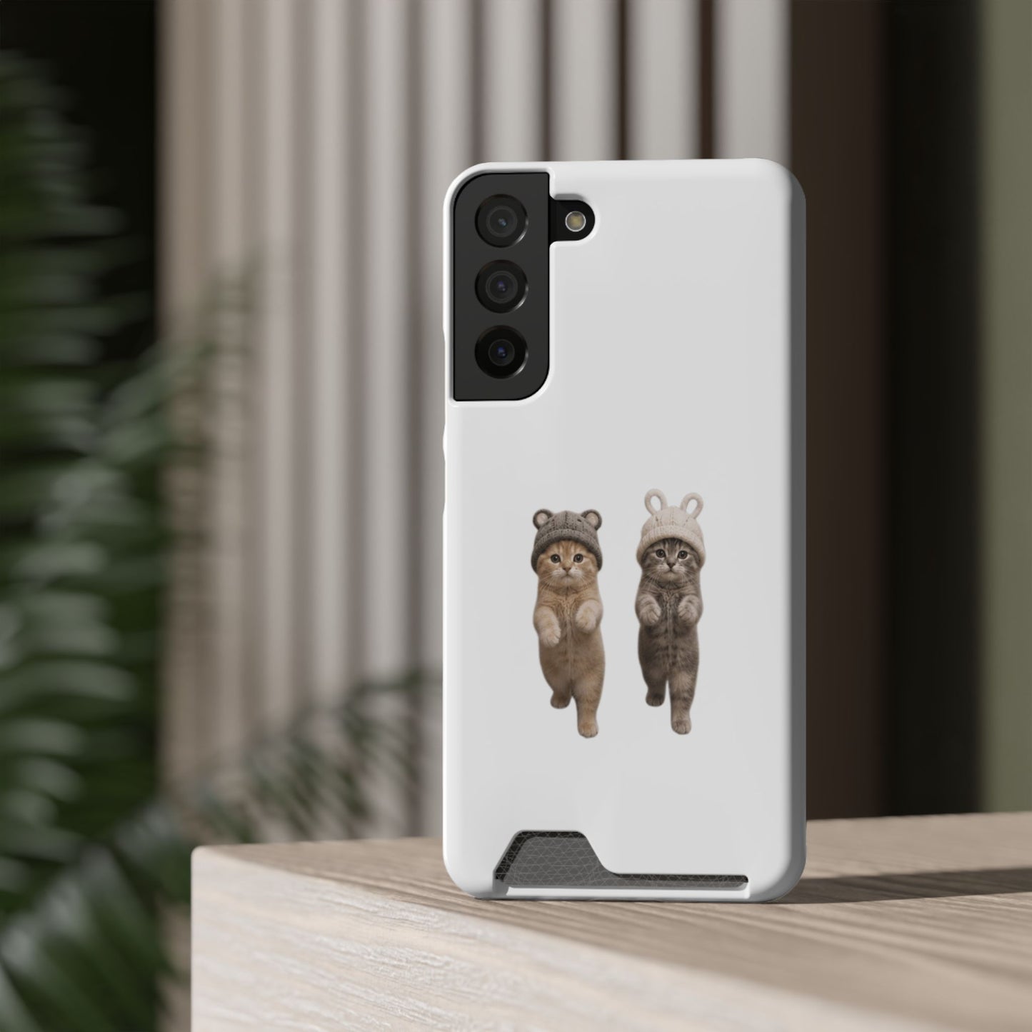 Kawaii Cats with Bear & Bunny  Cute Cat Duo Phone Card Case