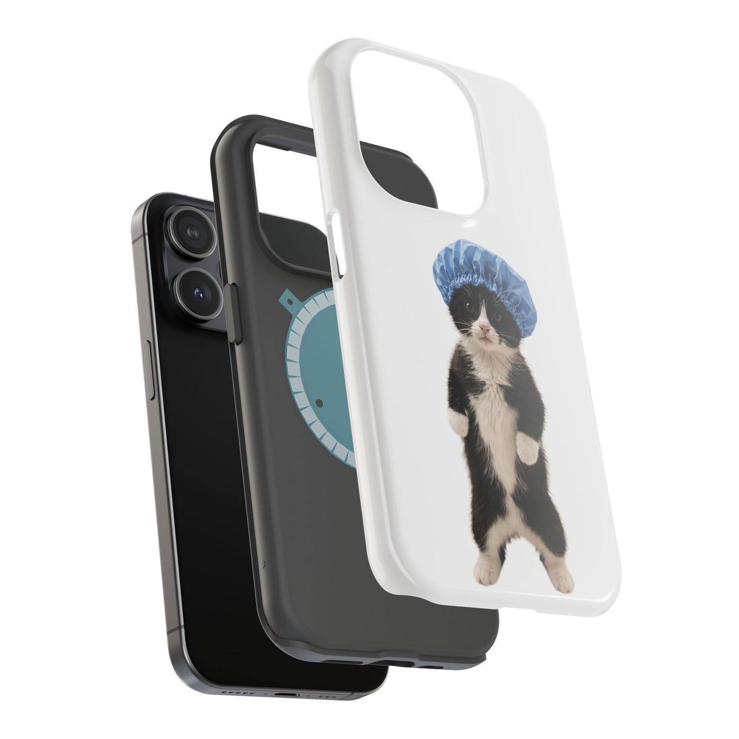 Cute Cat in Shower Cap Magnetic Impact-Resistant Phone Case