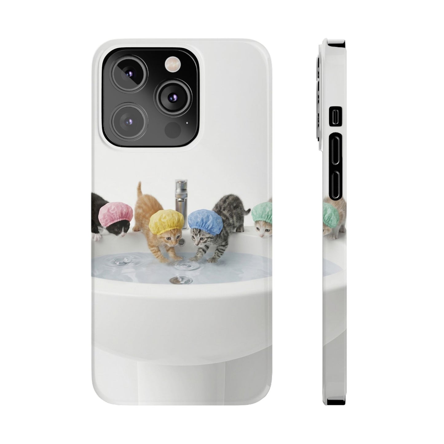 Slim Phone Case — Cute Kittens in Bathtub Design