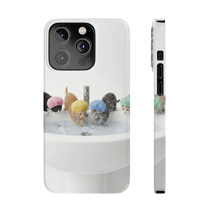 Slim Phone Case — Cute Kittens in Bathtub Design