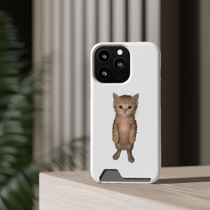 Cute Standing Kitten Phone Case with Card Holder