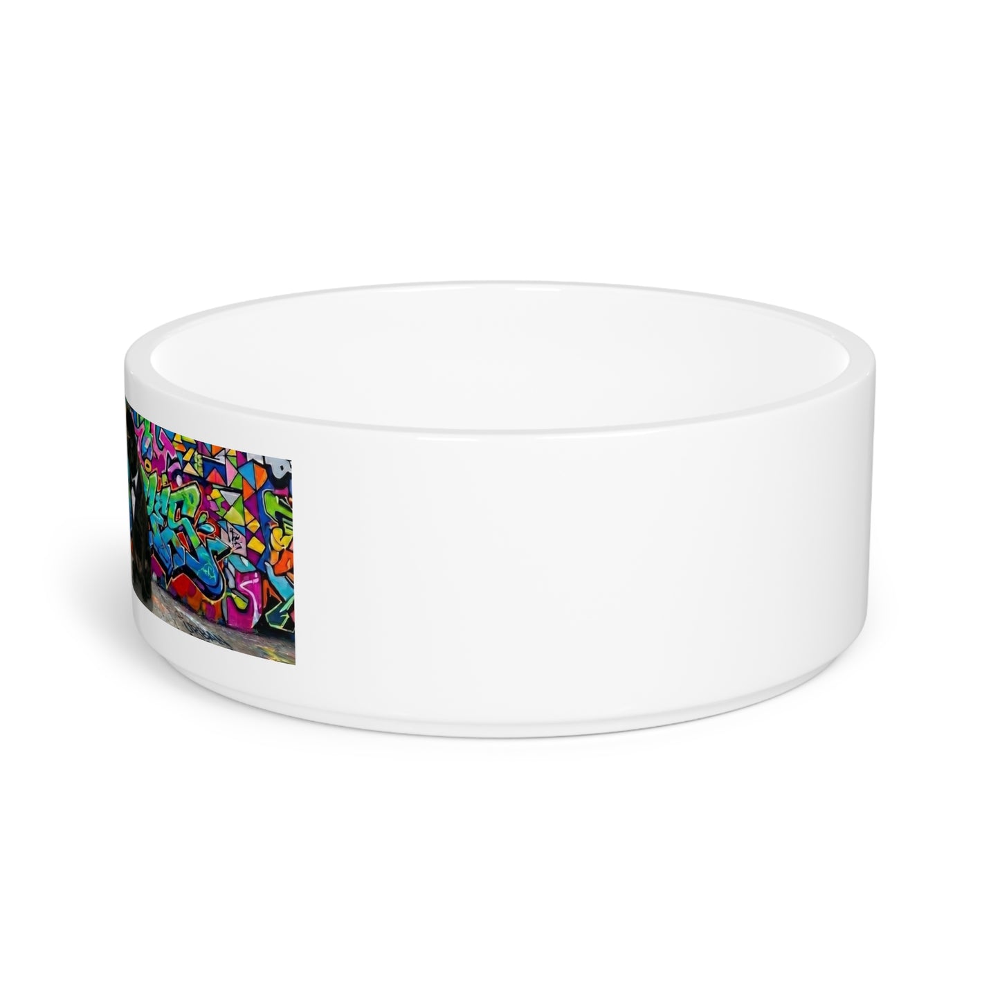 Dog Lover Ceramic Pet Bowl — Colorful Graffiti Puppies Design