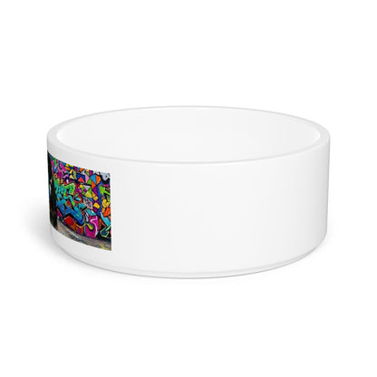 Dog Lover Ceramic Pet Bowl — Colorful Graffiti Puppies Design