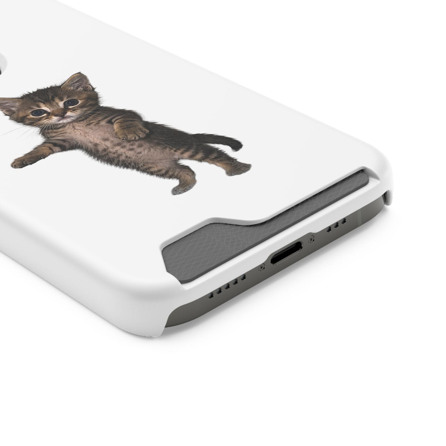 Cute Standing Kitten Phone Case with Card Holder
