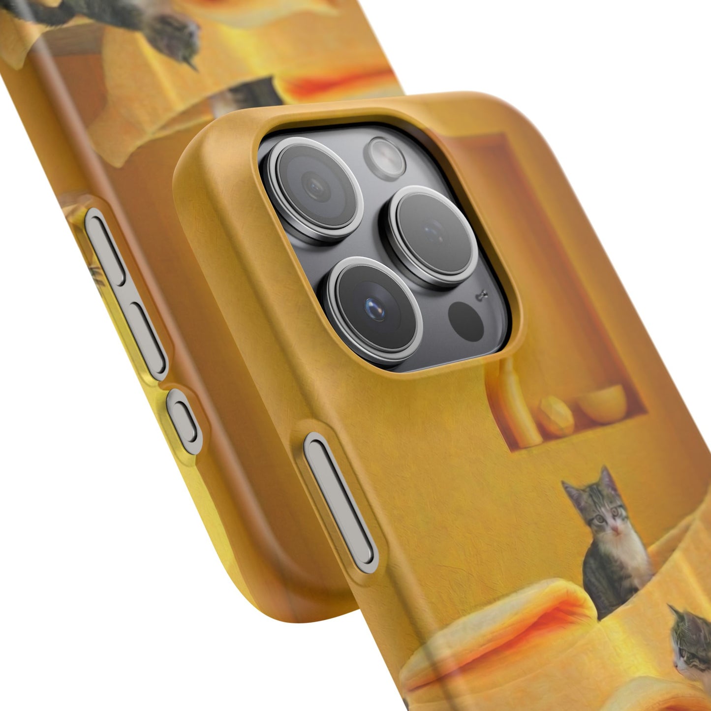 Cat Cozy Phone Case – Cute Kittens in Yellow Living Room Snap Case