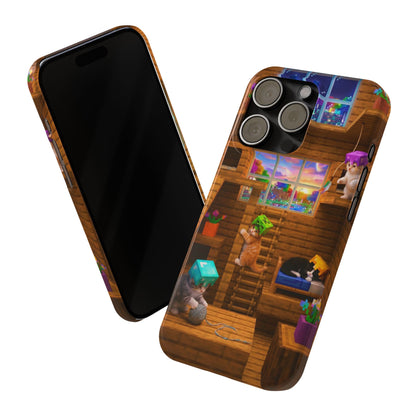 Minecraft Cozy Treehouse Slim Phone Case — Gamer Pixel Cabin Design