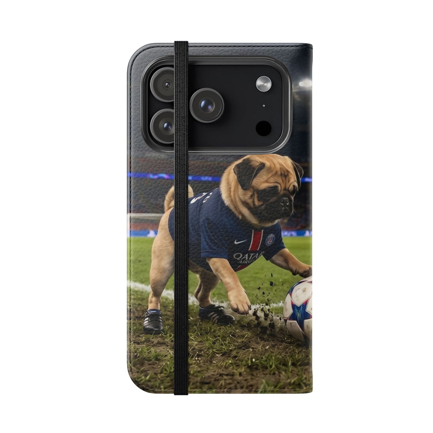 Flip Phone Case — Cute Soccer Pugs Design Wallet Cover