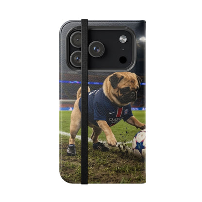 Flip Phone Case — Cute Soccer Pugs Design Wallet Cover