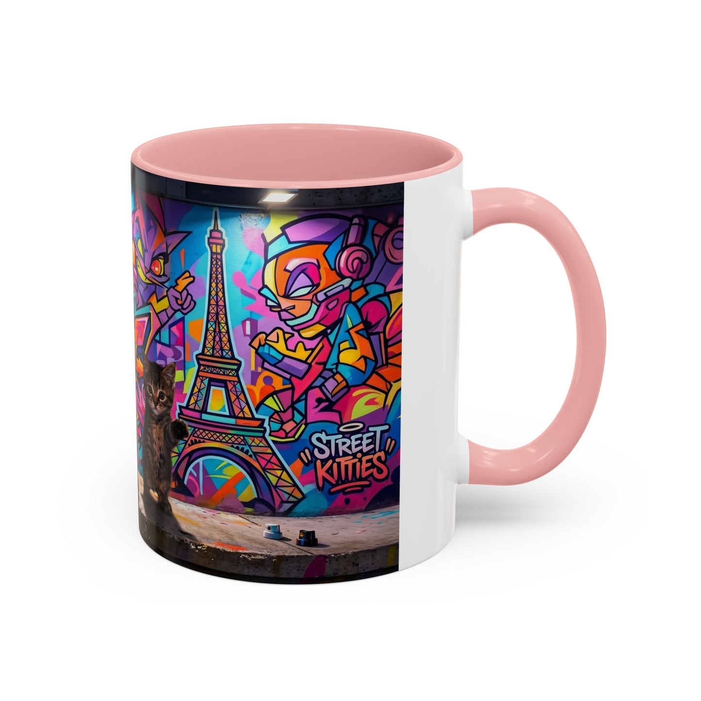 Street Kitties Graffiti Coffee Mug — Colorful Cat Art Accent Mug (11/15oz)
