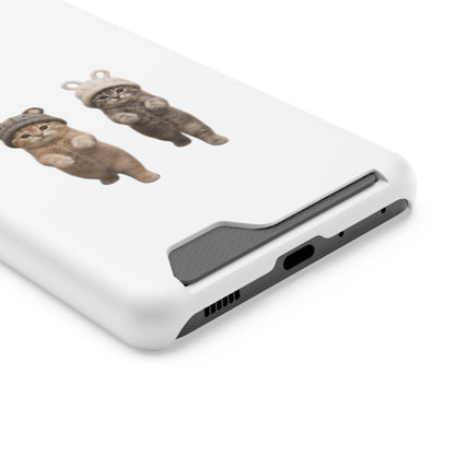 Kawaii Cats with Bear & Bunny  Cute Cat Duo Phone Card Case