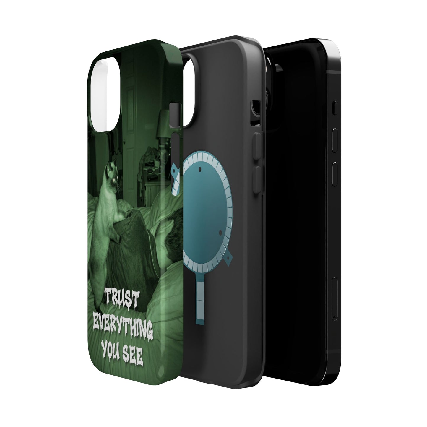 Phone Case 'Trust Everything You See' Green Dog Photo Magnetic Impact-Resistant Case