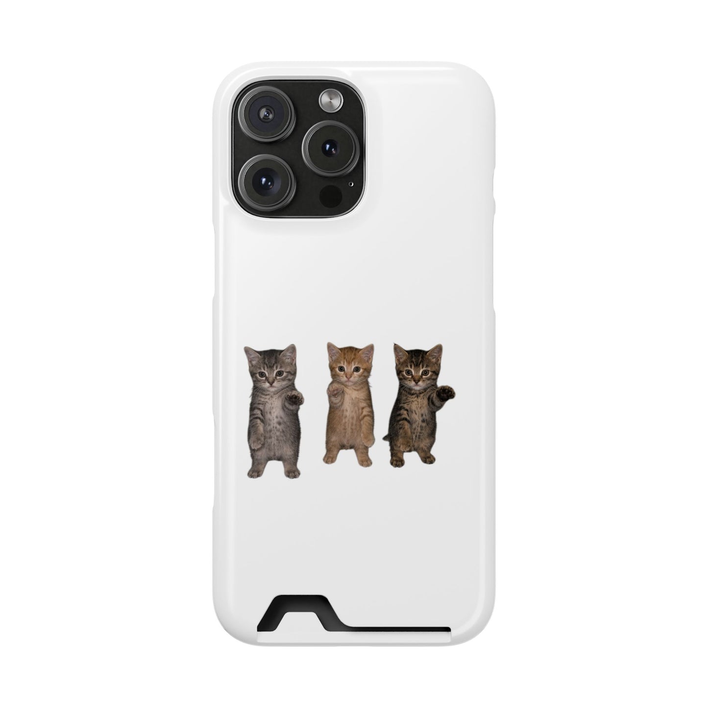 Cute Trio Kittens Phone Case with Card Holder