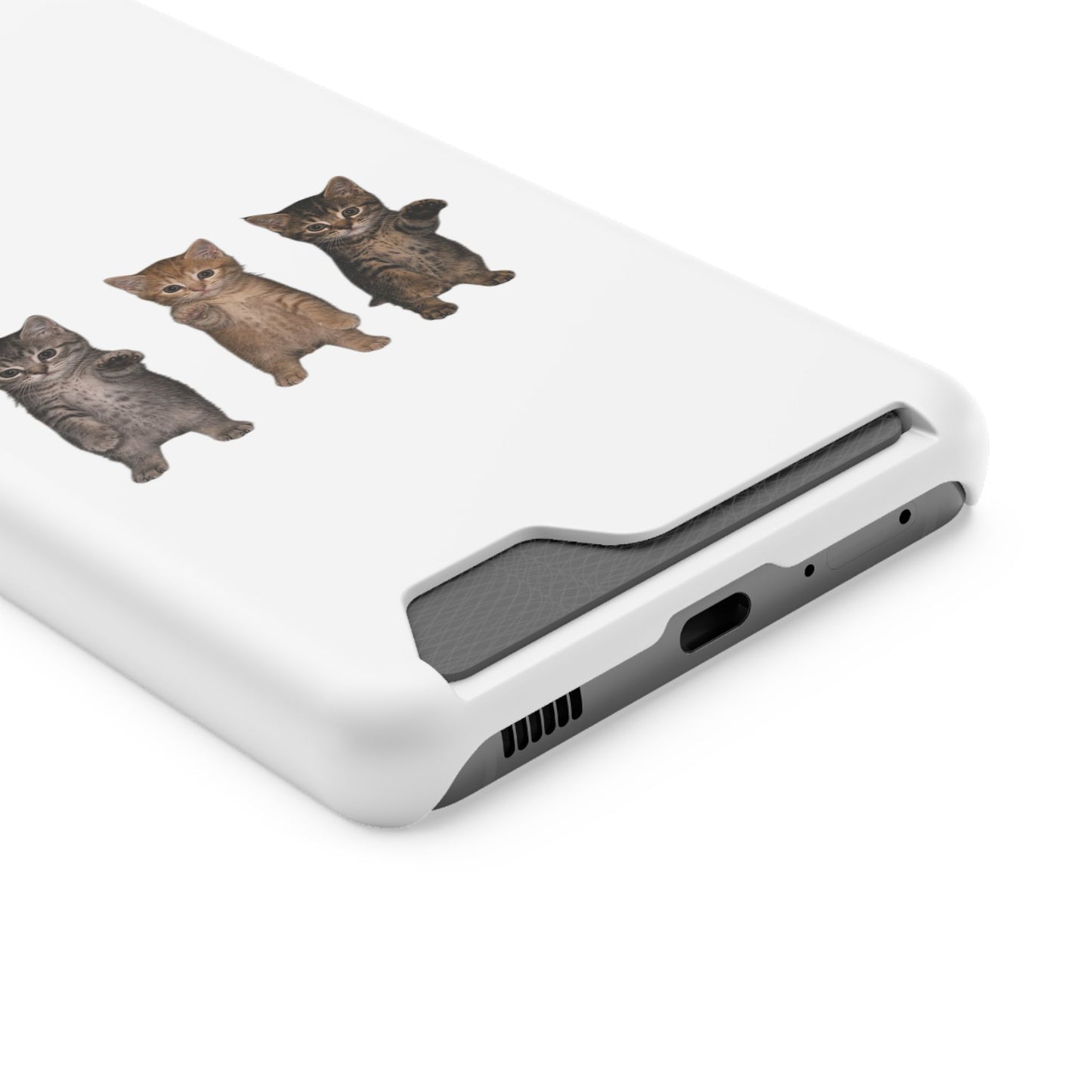 Cute Trio Kittens Phone Case with Card Holder
