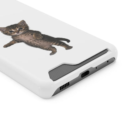 Cute Standing Kitten Phone Case with Card Holder