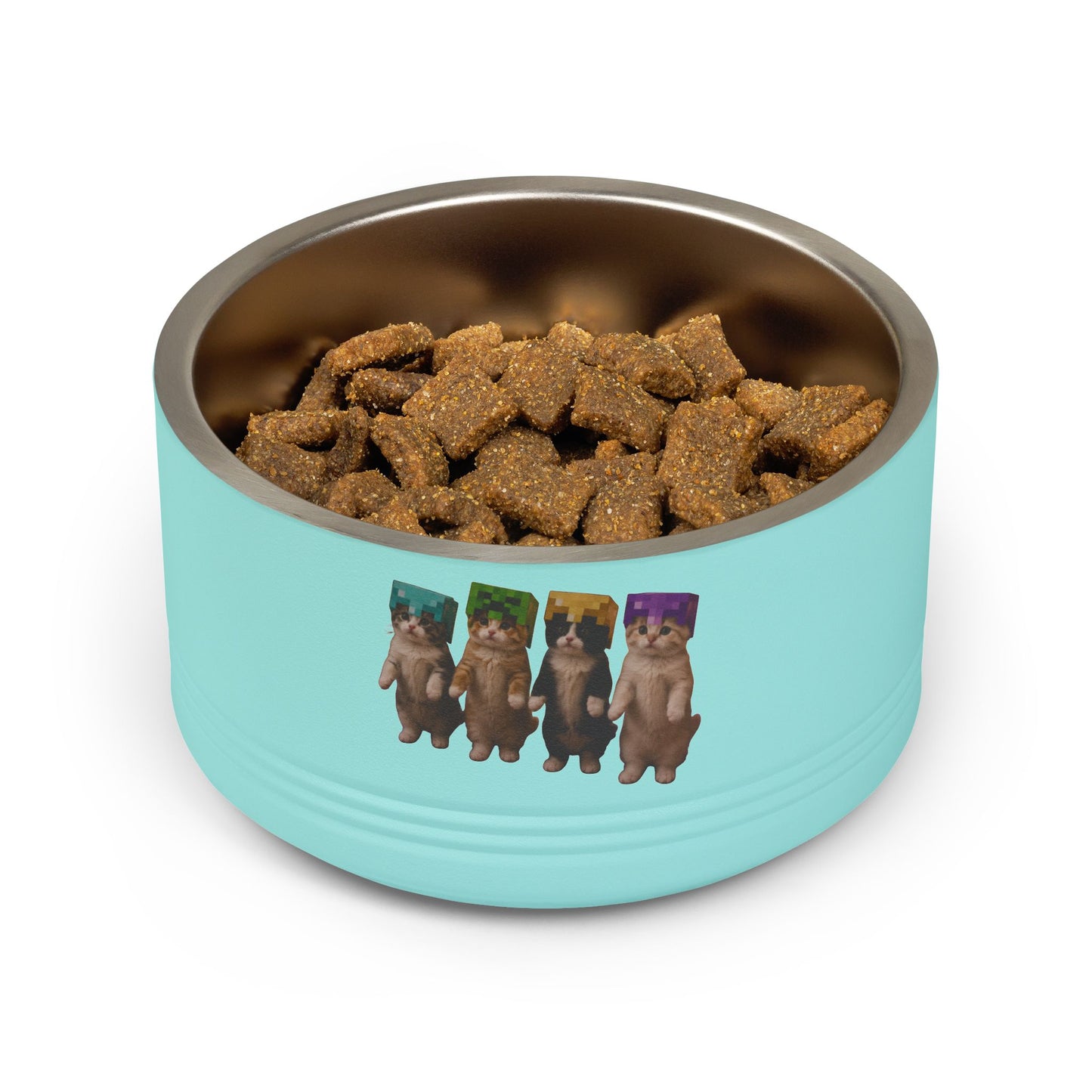 Cute Dancing Kittens Minecraft Helmet Stainless Pet Bowl (18 oz)